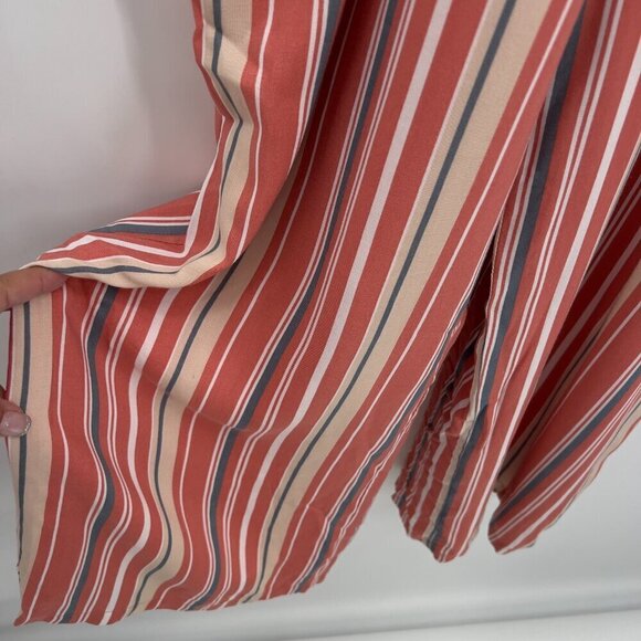 Lulus Vacation Bae Rusty Rose Striped Wide Leg Jumpsuit Women's M NWT - Picture 4 of 9